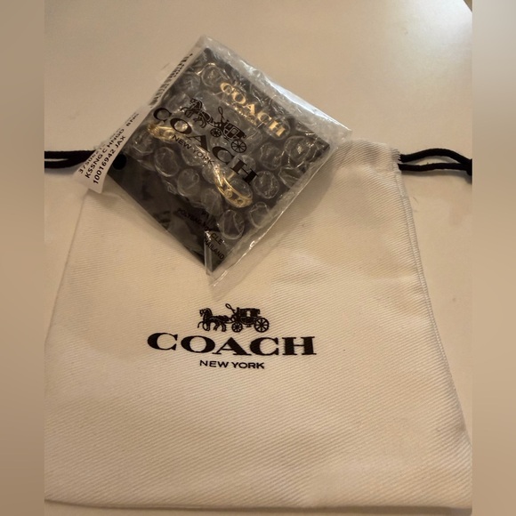 Coach Gold Embellished Hoop Earrings - Picture 2 of 5